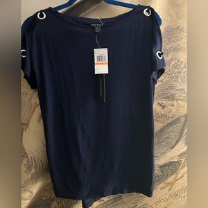 New Cable & Gauge Top cold Shoulder Navy Blue